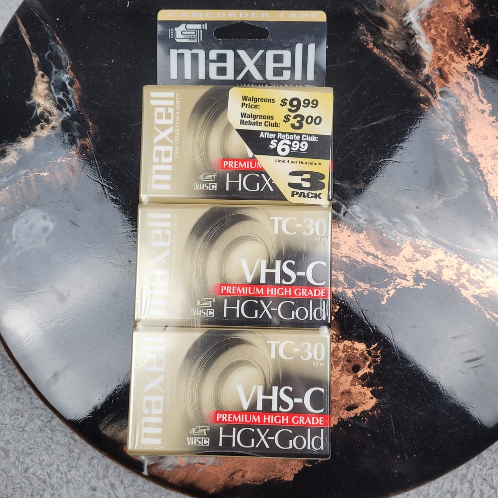 Maxell HGX Gold 30 3 Pack VHS‎ C Premium High Grade Camcorder Tapes New